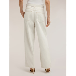 Motivi - Pantalones barrel en drill mezcla de lino - Blanco