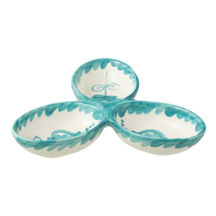 J-Line plat à tapas Granada Clover - céramique - blanc/aqua