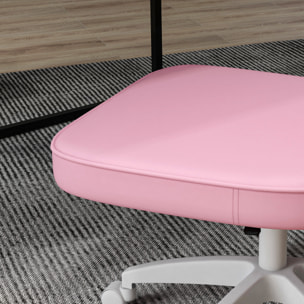 Silla de Escritorio Tapizada en PU Silla de Oficina Giratoria con Altura Ajustable Sin Brazos Carga 120 kg Silla para Estudio Dormitorio 46x59x82-92 cm Rosa