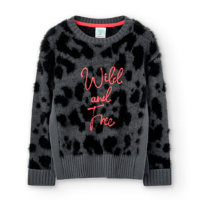 Jersey tricotosa animal print de niña