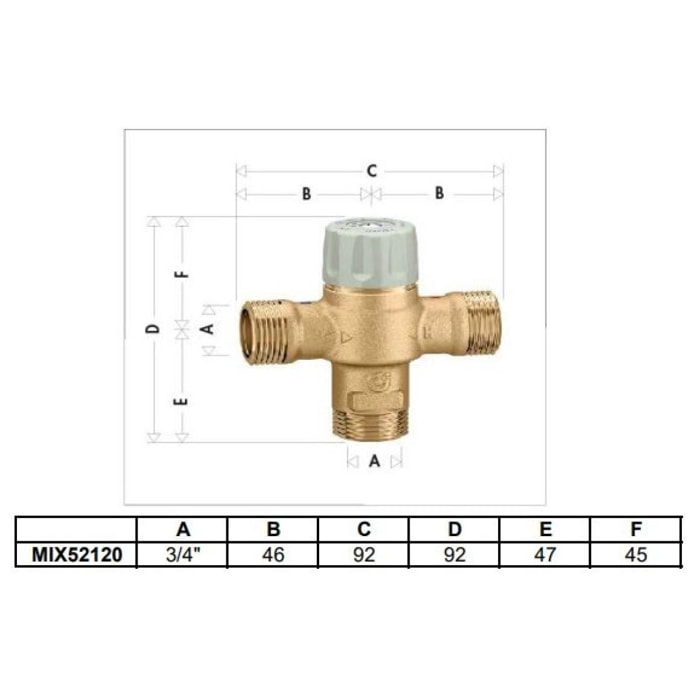 Mitigeur thermostatique 5211723 3/4' THERMADOR avec filtres et clapets - MIX52120