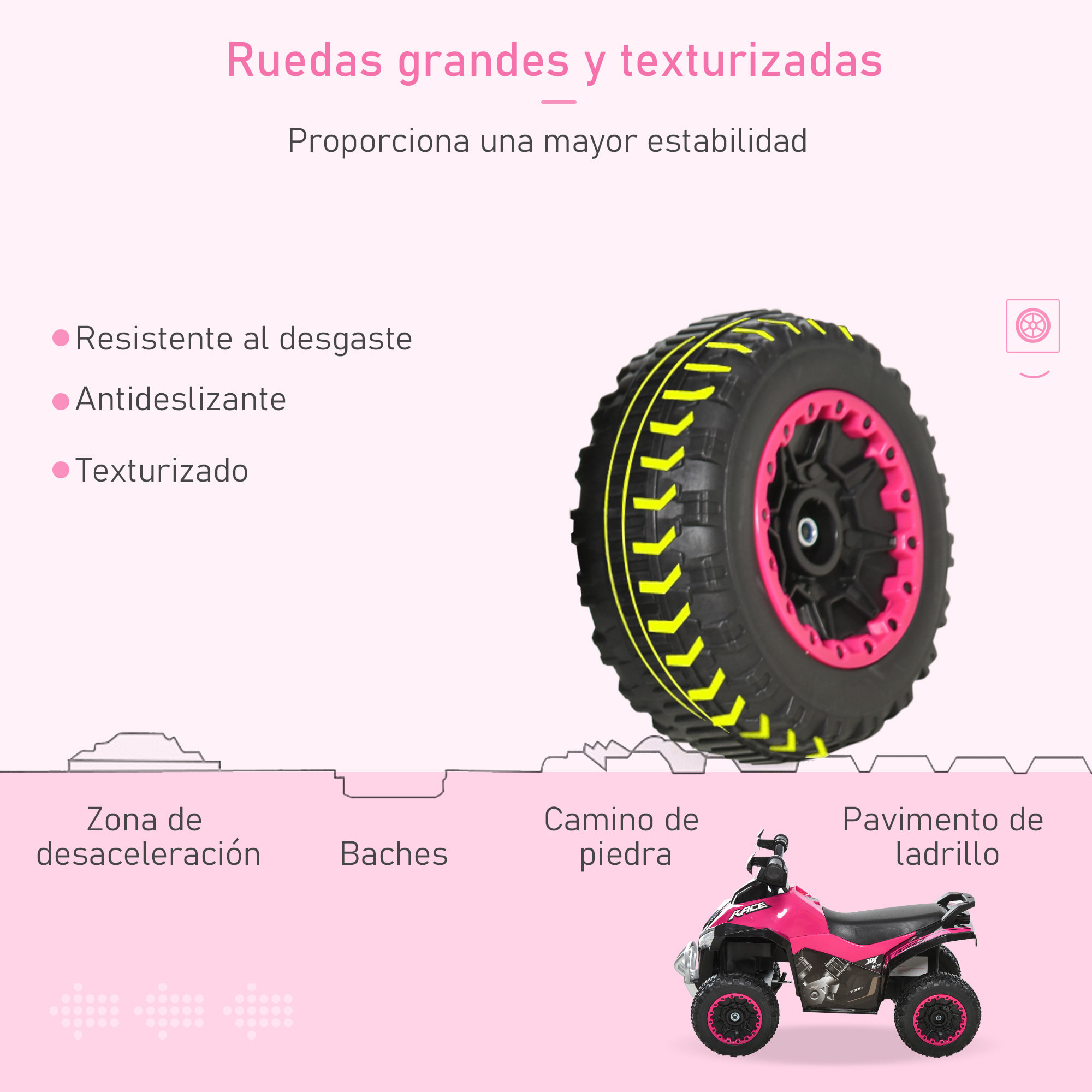 Quad Correpasillos para Niños con Luces y Música Rosa