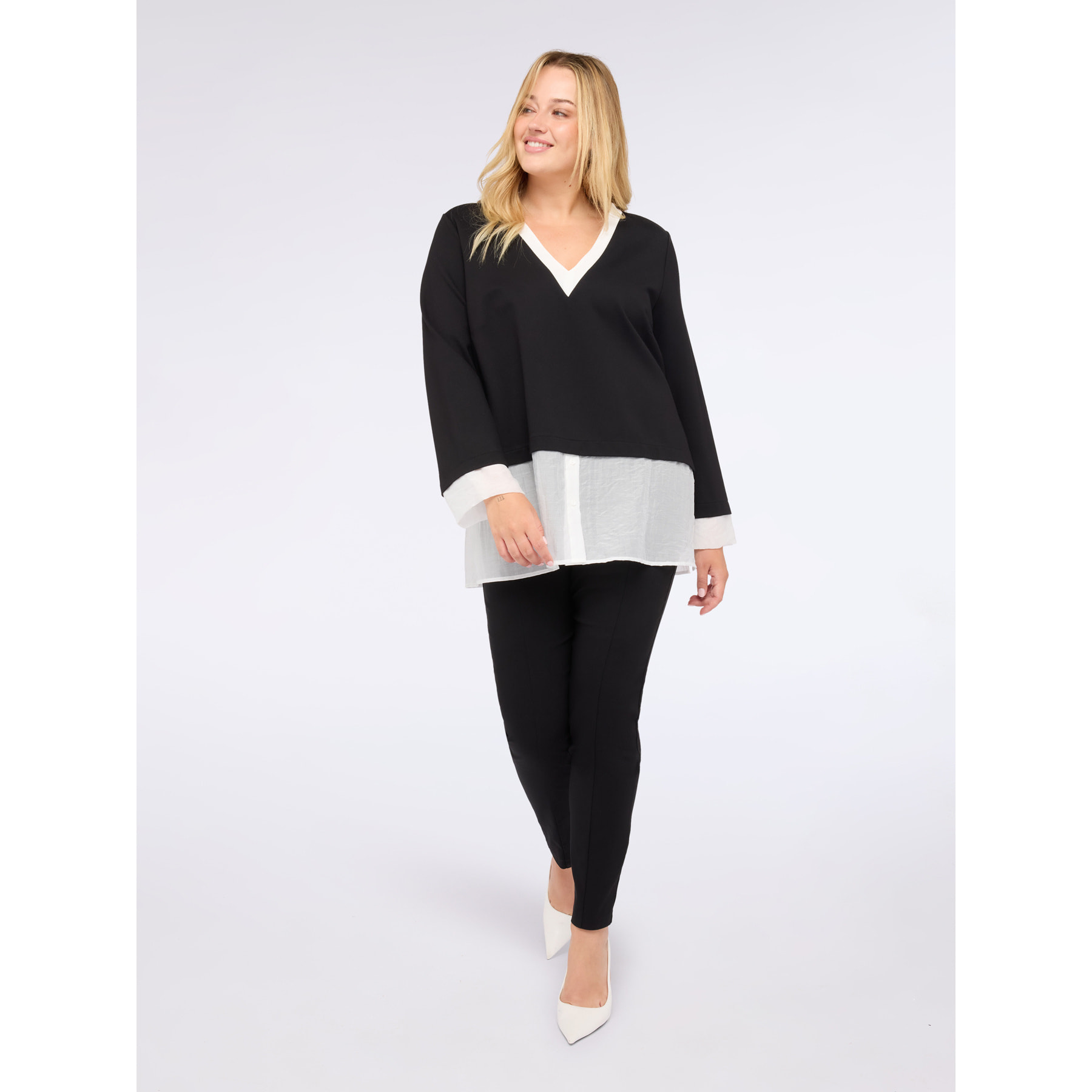 Fiorella Rubino - Camicia con felpa in jersey integrata - Nero