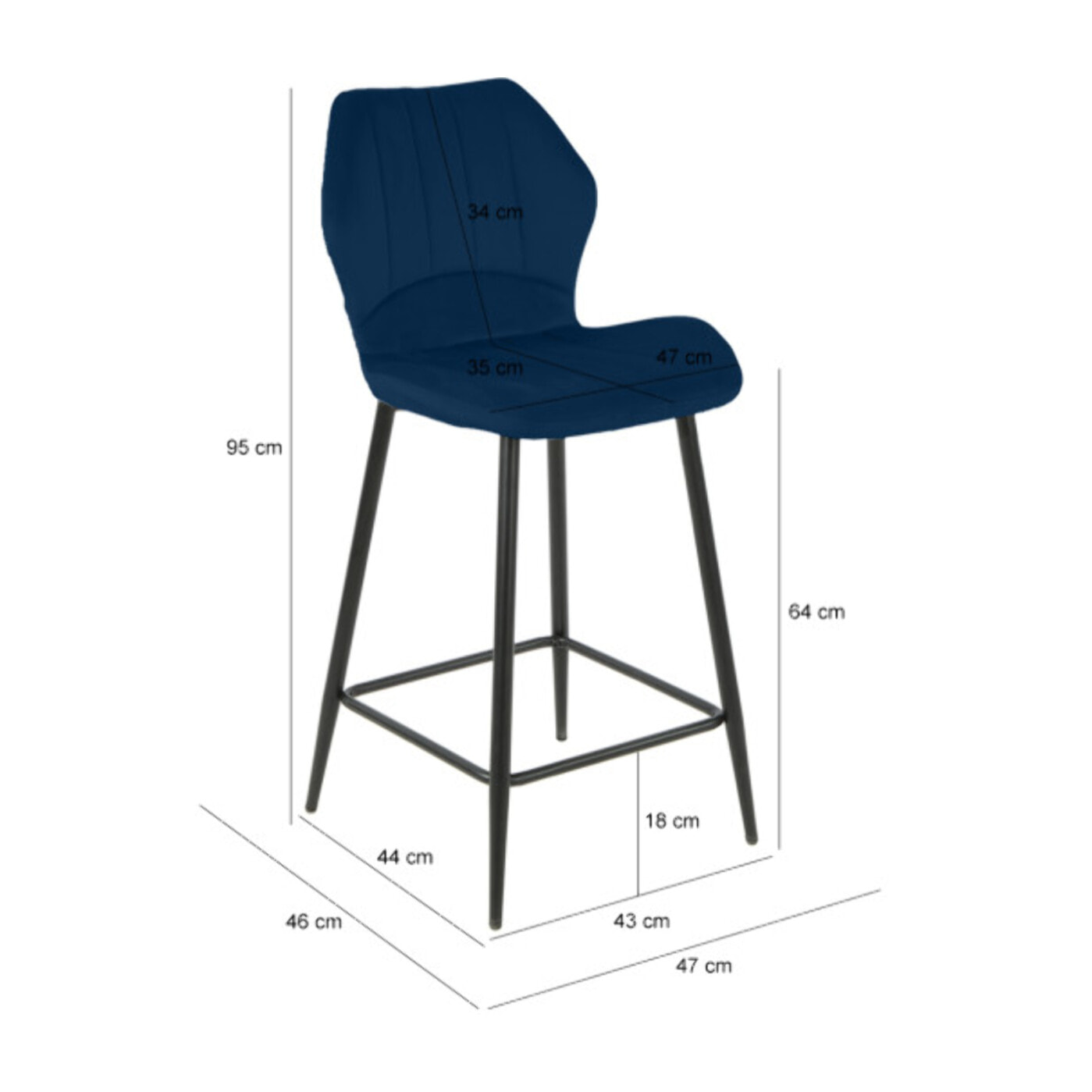 Chaise haute en velours capitonné avec dossier - 3 coloris - VICTOR