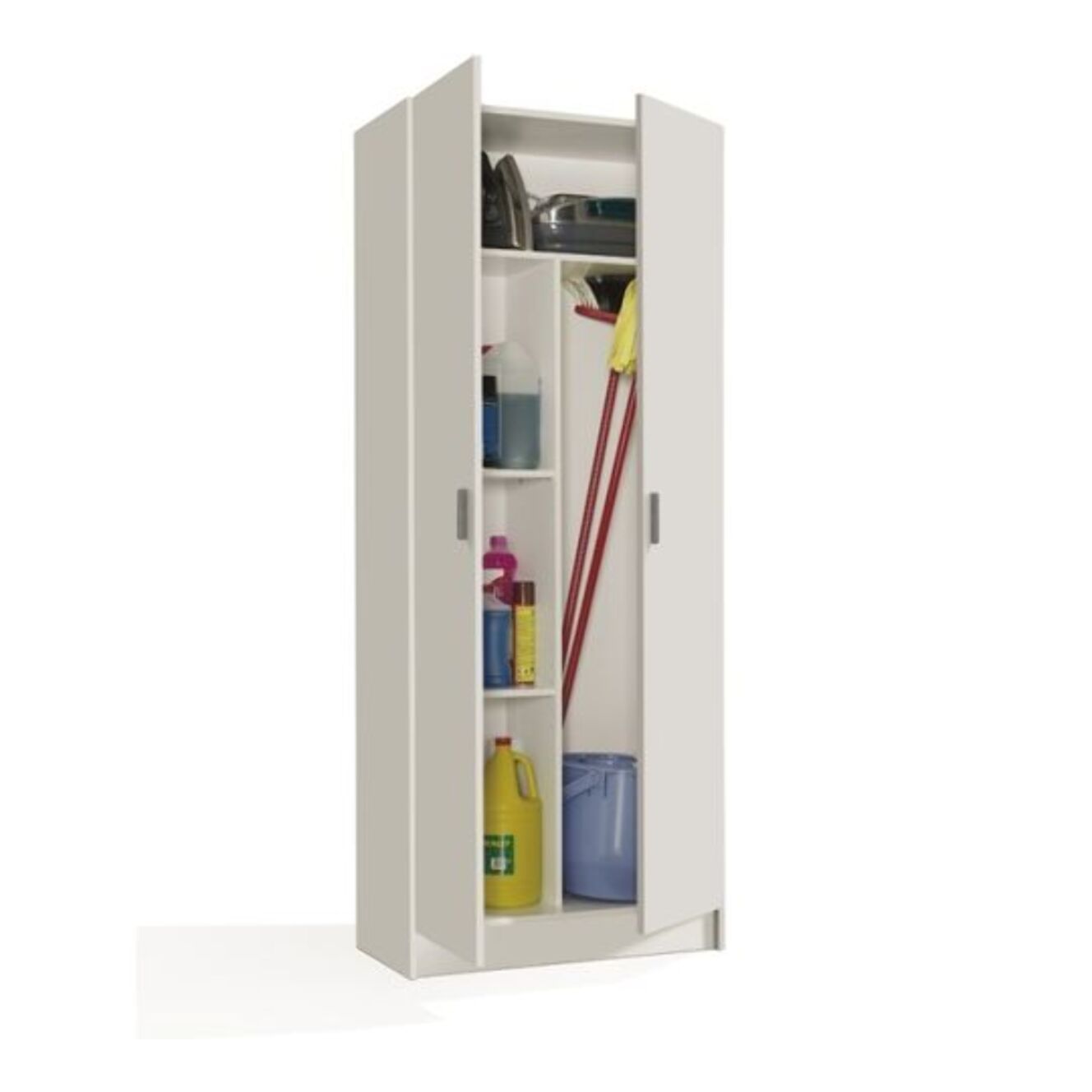 Armadio Armadietto Multiuso A Colonna Paige con 2 Ante e 5 Ripiani Ingresso Camera da Letto 73 x 180 x 37 cm Colore Bianco