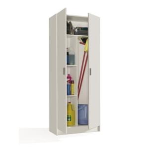 Armadio Armadietto Multiuso A Colonna Paige con 2 Ante e 5 Ripiani Ingresso Camera da Letto 73 x 180 x 37 cm Colore Bianco