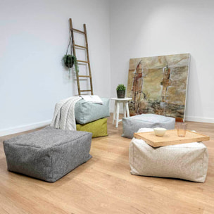 Puff desenfundable ZAIRA verde 50x50x25 cm. Disponible en varios colores