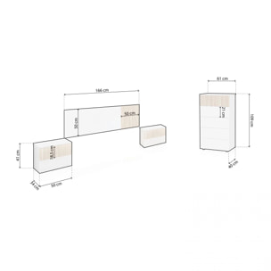 Dormitorio Nitza 5C Blanco Artik (Blanco Mate) - Natur