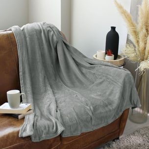 Couverture unie en molleton - Gris clair