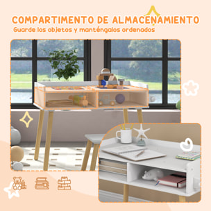 Juego de Mesa y Silla Infantil Mesa para Niños con Tablero de Bloques de Construcción y Rollo de Papel para Jugar Dibujar en Guardería Sala de Juegos Blanco