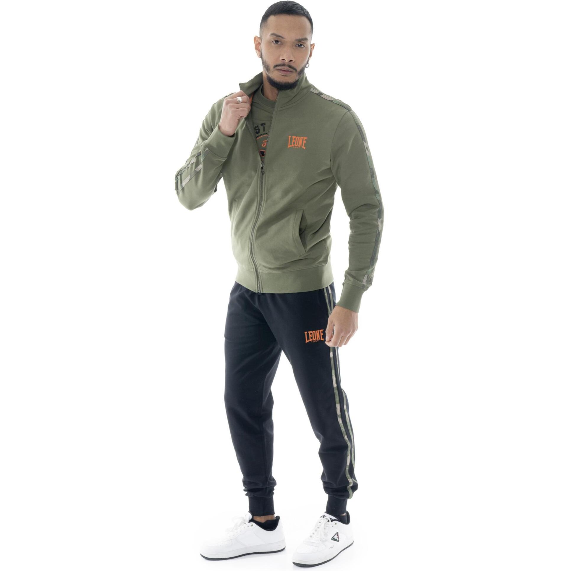 Tuta da uomo in cotone non garzato con colletto e zip Leone Military 1947