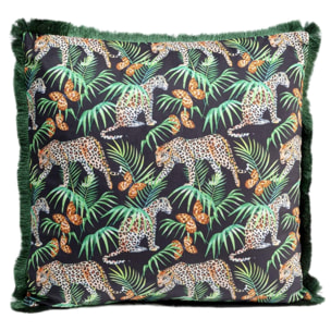 Coussin à franges Jungle léopards Kare Design