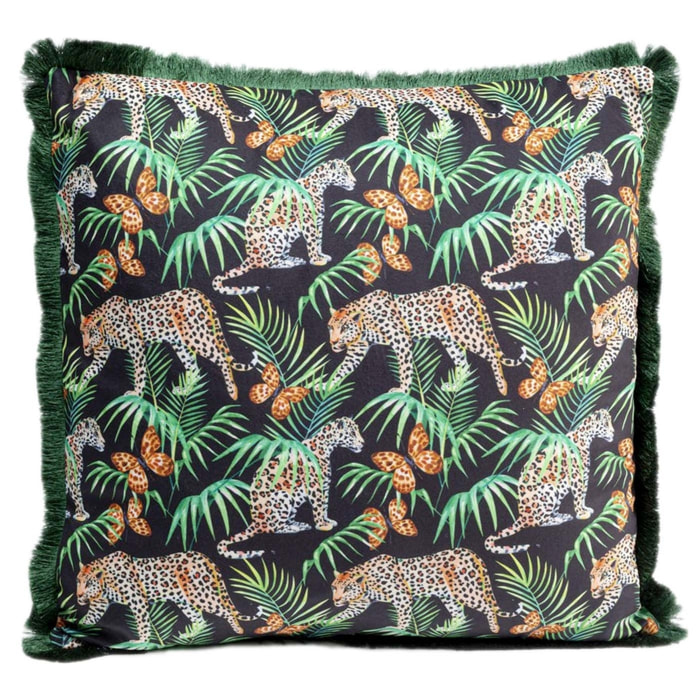 Coussin à franges Jungle léopards Kare Design