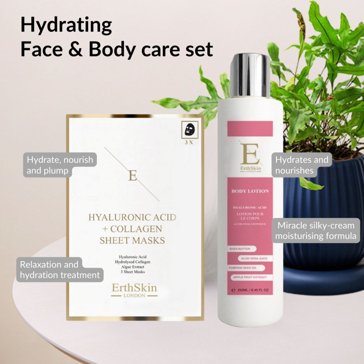 Set hidratante para cuerpo y mascarilla