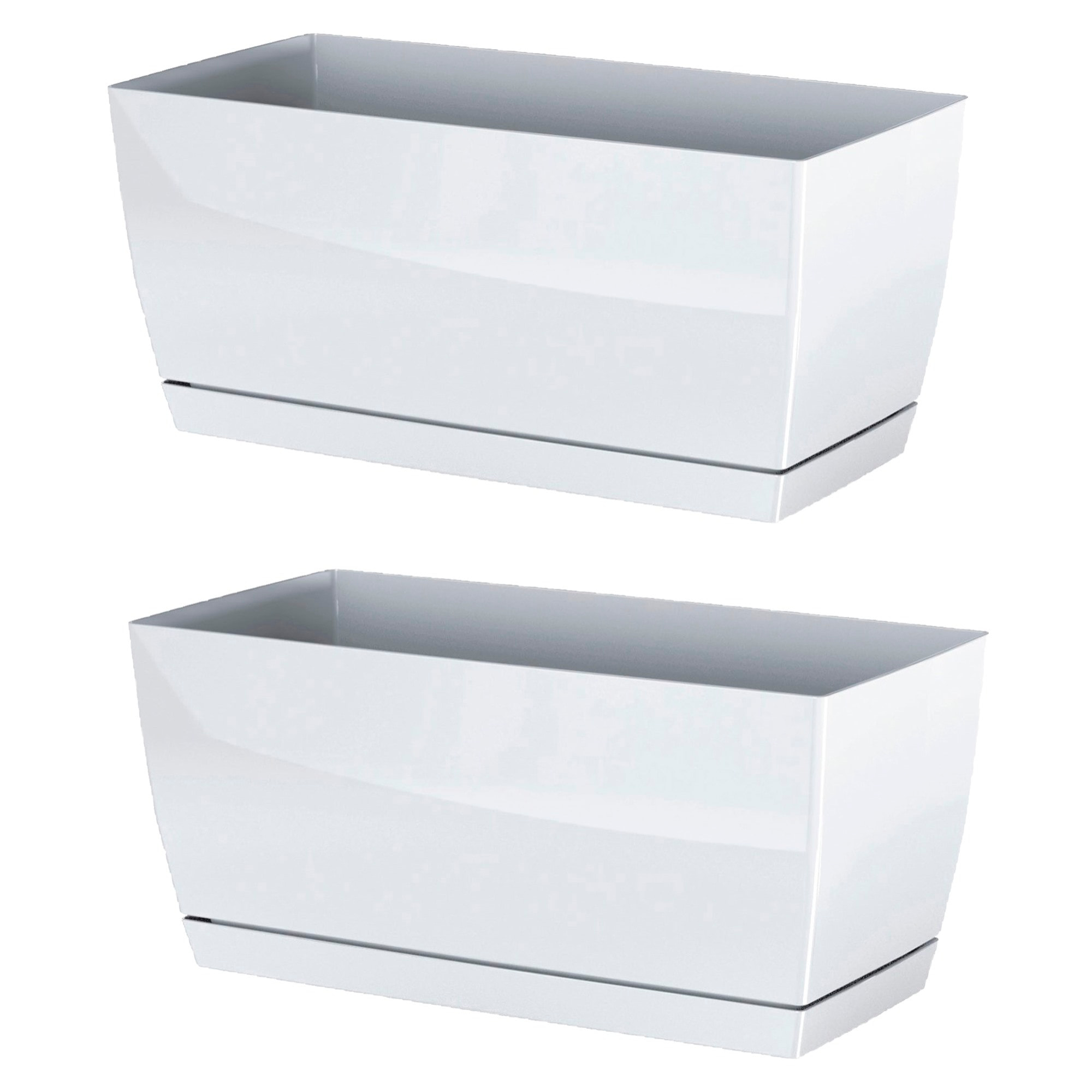 2x jardinera de plastico coubi case p en color blanco 29 (largo) x 14,2 (ancho) x 13,6 (altura) cm