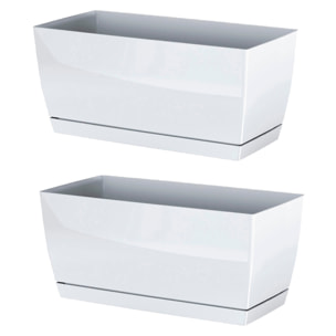 2x jardinera de plastico coubi case p en color blanco 29 (largo) x 14,2 (ancho) x 13,6 (altura) cm