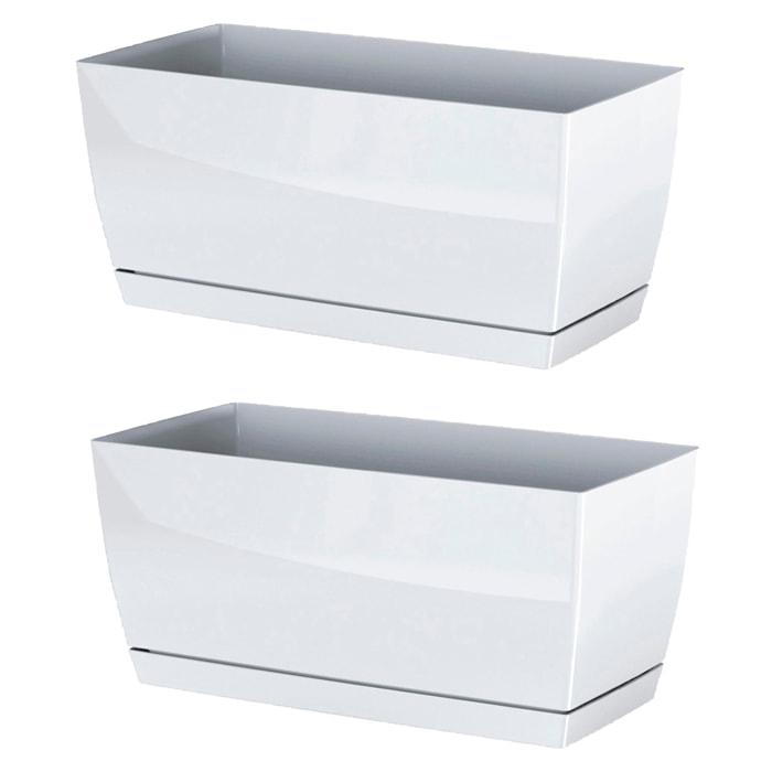 2x jardinera de plastico coubi case p en color blanco 29 (largo) x 14,2 (ancho) x 13,6 (altura) cm