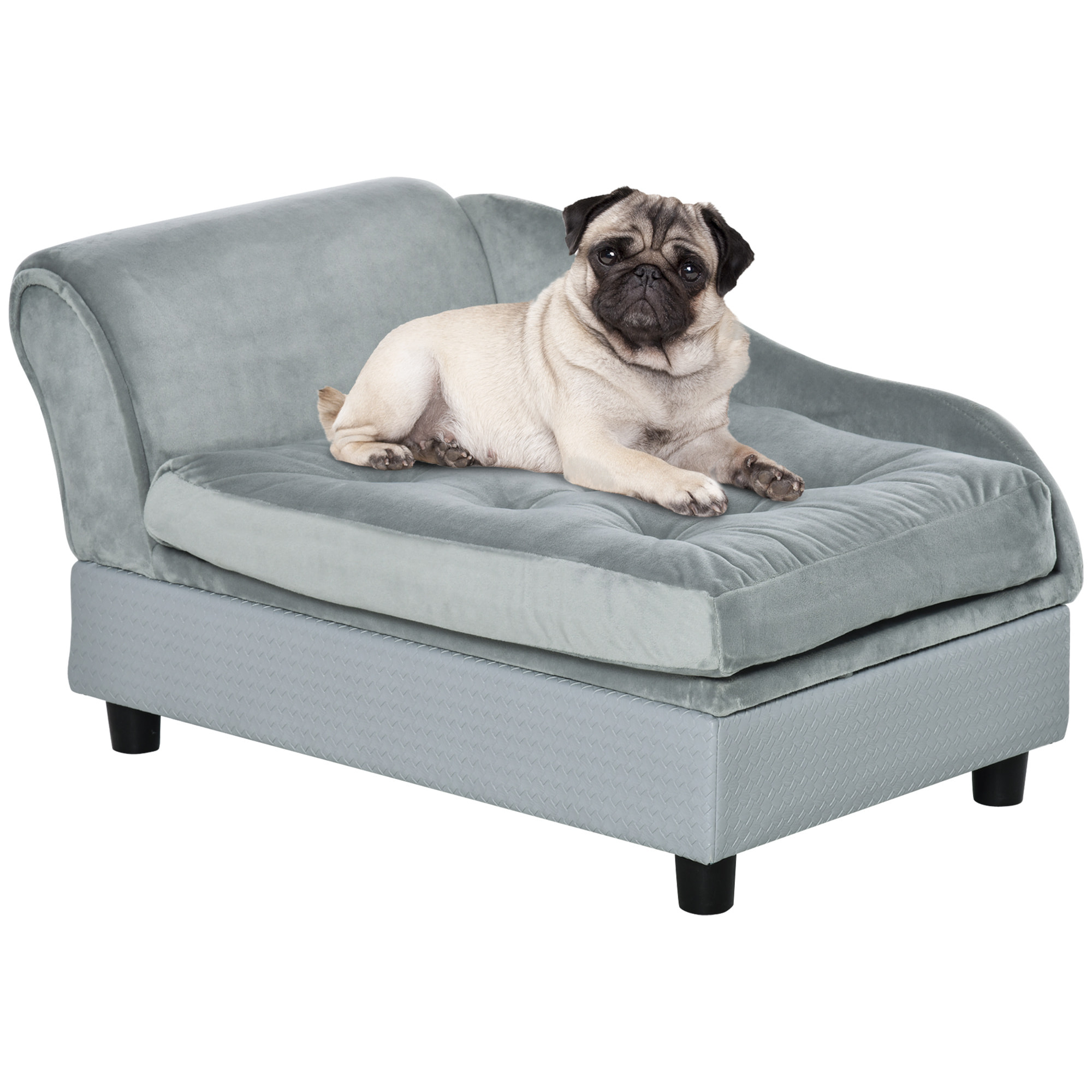 Pawhut Canapé Chien Chat Coussin d'assise Amovible 76 x 45 x 41,5 cm Bleu