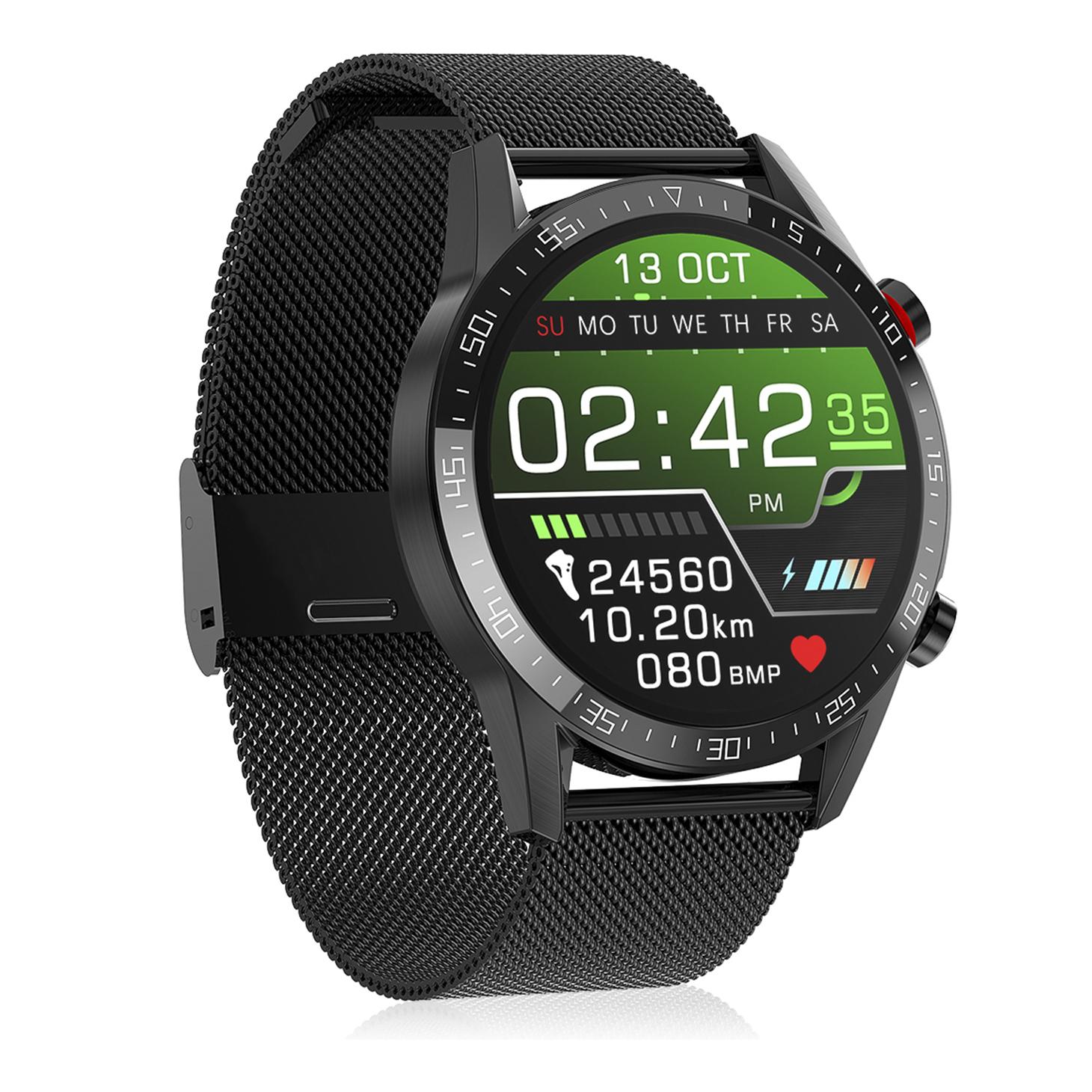 Braccialetto in metallo Smartwatch L13 con modalità multisport, frequenza cardiaca, pressione sanguigna e monitor O2