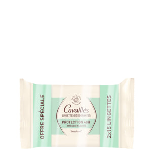 Amande Fleurie - Lot Lingettes Déodorantes Protection 48h 2x15Unités