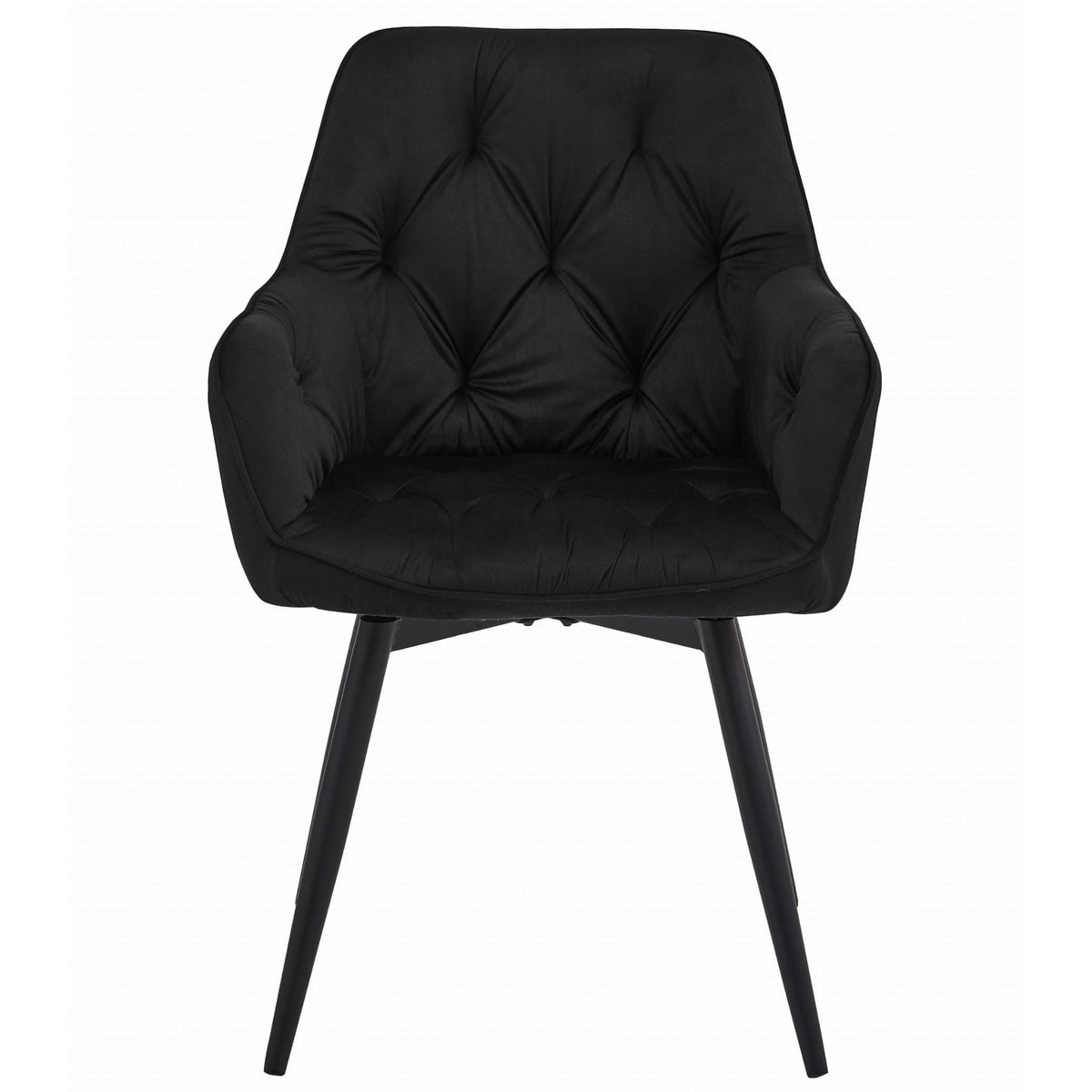 Sedia Girevole JORK360 in Velluto Nero con Gambe in Metallo