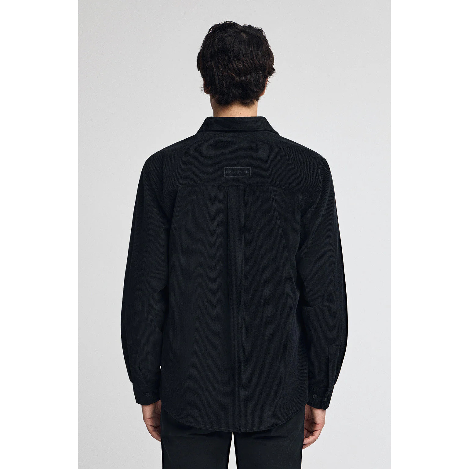 Sobrecamisa azul marino de pana con cuello frances y logo Polo Club