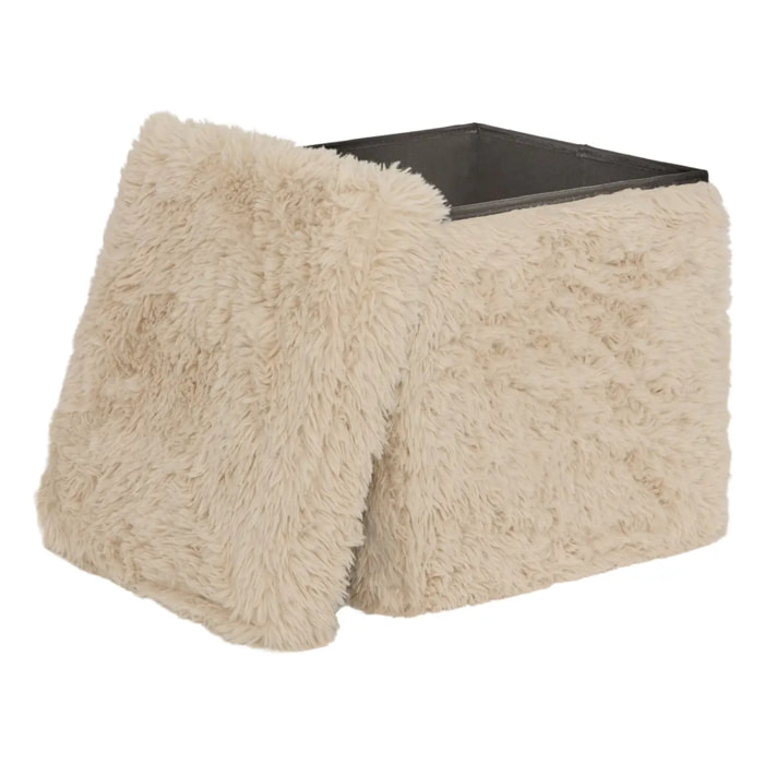 Pouf Duvia carré pliable 38x38cm beige