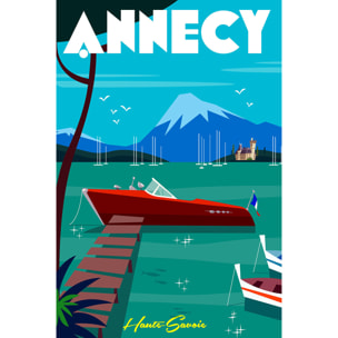 Tableau château et lac d' annecy Toile imprimée