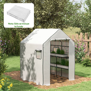 Plástico Invernadero, 140x143x190 cm, Cubierta de Repuesto para Invernadero de Polietileno con Ventana, Puerta Enrollable, Anti-UV, para Huerto, Plantas, Agricultura, Jardín, Blanco