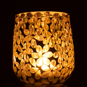 J-Line photophore Fleurs - verre - jaune/argent - medium