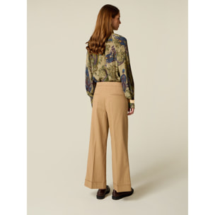 Oltre - Pantalones cropped de mezcla de lyocell - Beige