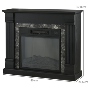 Chimenea Eléctrica 1800W Chimenea Decorativa con Efecto de Llama Mando a Distancia Temporizador Termostato Protección Contra Sobrecalentamiento para Sala 30 m² Negro