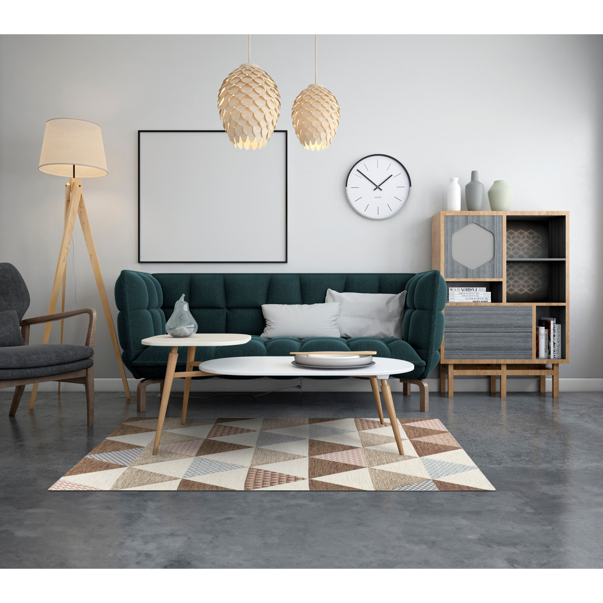 TAPPETO ARREDO TRIANGOLI FANGO CON FONDO ANTISCIVOLO