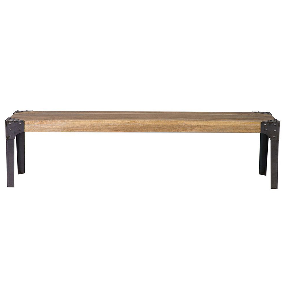 Banc industriel en bois manguier massif et métal noir L180 cm MADISON