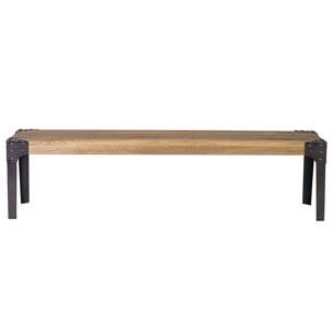 Banc industriel en bois manguier massif et métal noir L180 cm MADISON