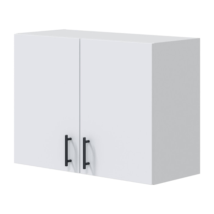 Mobile pensile 2 ante Thyra, Armadietto sospeso, Mobiletto a muro, Armadio ausiliario multifunzione, 80x34 h59 cm, Bianco