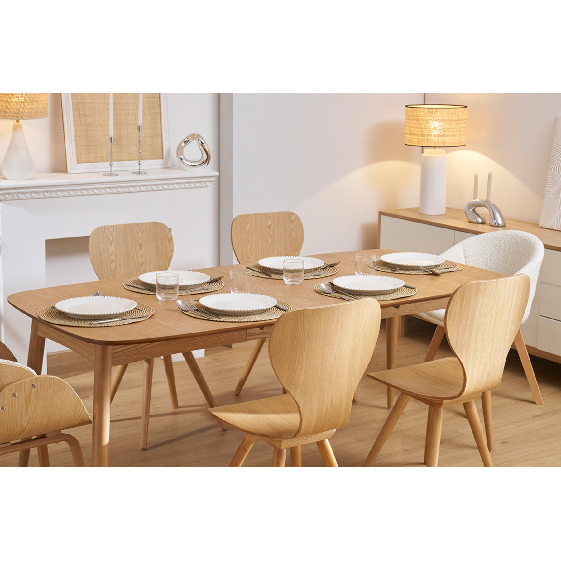 Table à manger extensible frêne L130-190 cm NORDECO