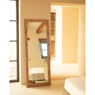 Espejo rectangular de madera de pino en tono natural de 60x160cm Alto: 160 Largo: 60 Ancho: 2