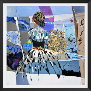 Affiche collage arlesienne Affiche + cadre en bois - Noir