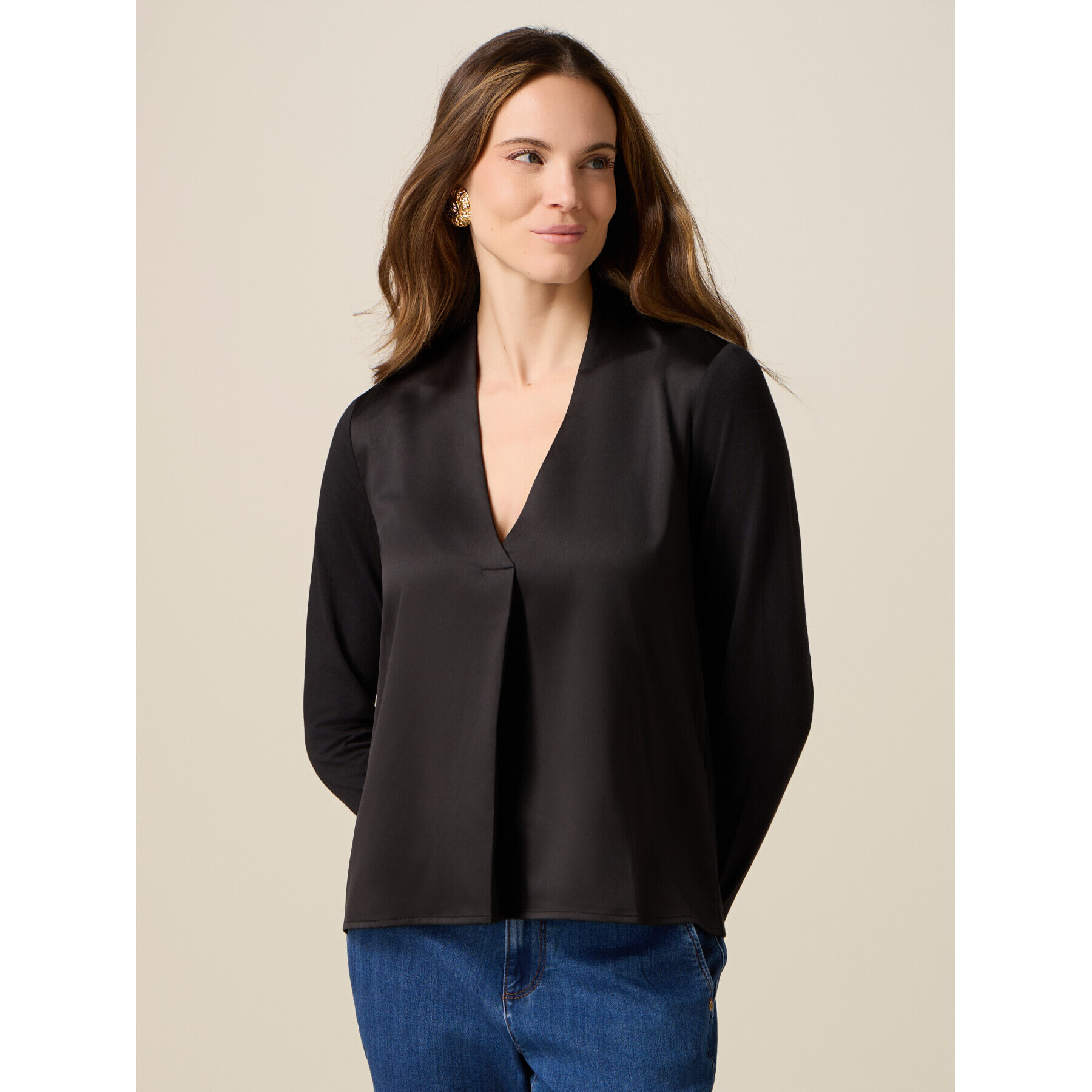 Oltre - Camiseta bimatérica de manga larga - Negro