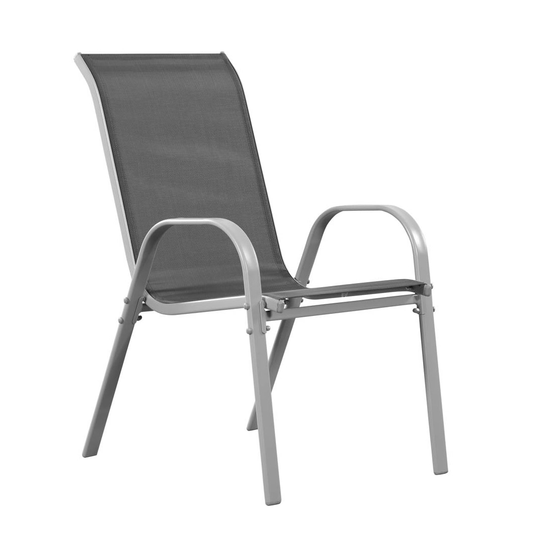 Fauteuil jardin Textilène "Cordoba" - Phoenix - Gris foncé/Argenté - Lot de 4