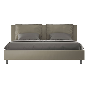 Letto matrimoniale king size con rete imbottito 180x200 similpelle cappuccino Antea