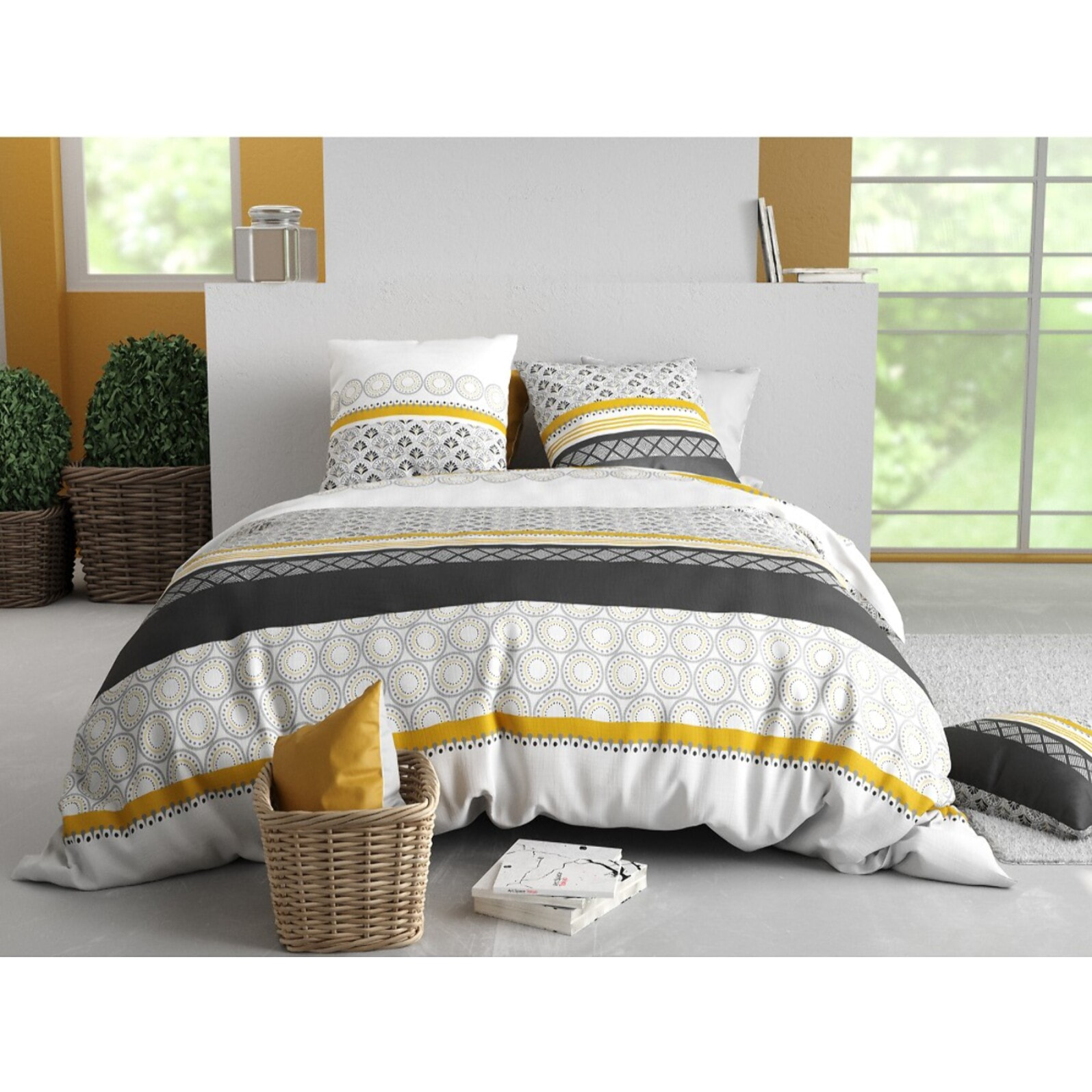 Parure housse de couette 100% coton 57fils + 2 taies