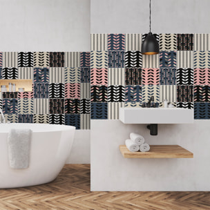 Stickers muraux - Sticker Mural Carrelage adhésif Cuisine Salle de Bain - 30 STICKERS CARREAUX DE CIMENT SCANDINAVE BENEDIKTE