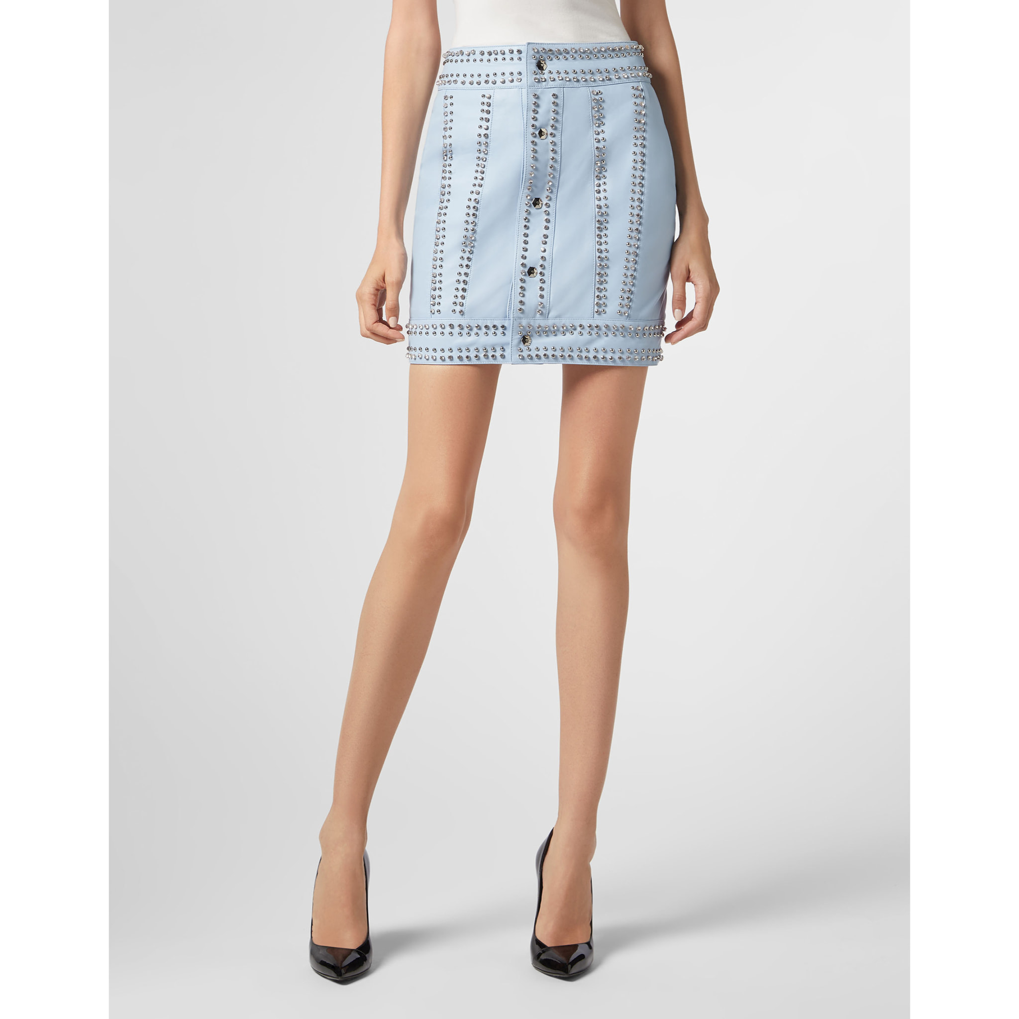 PHILIPP PLEIN Leather Skirt Short Crystal