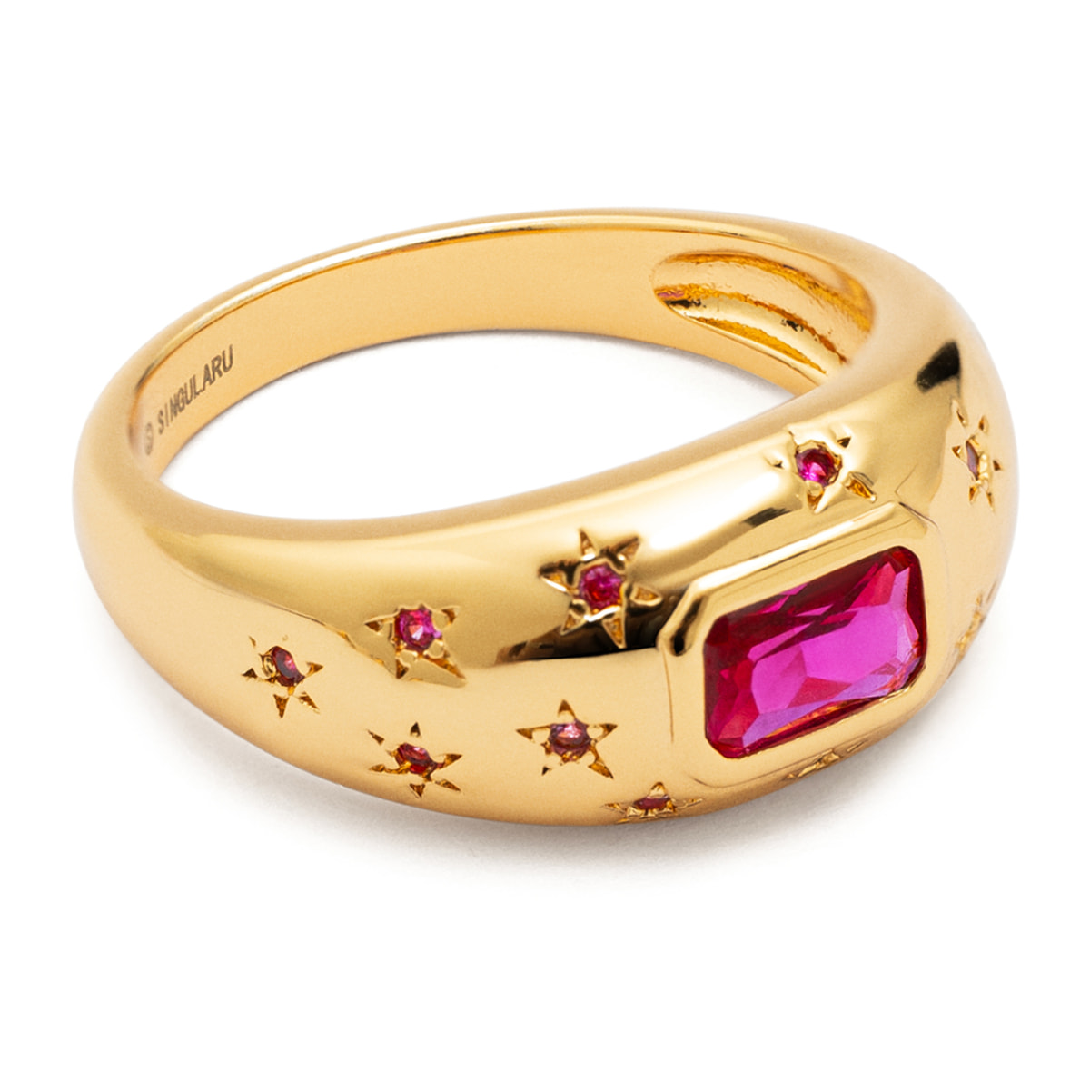 Anillo Charlotte Fucsia Baño Oro