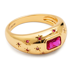 Anillo Charlotte Fucsia Baño Oro