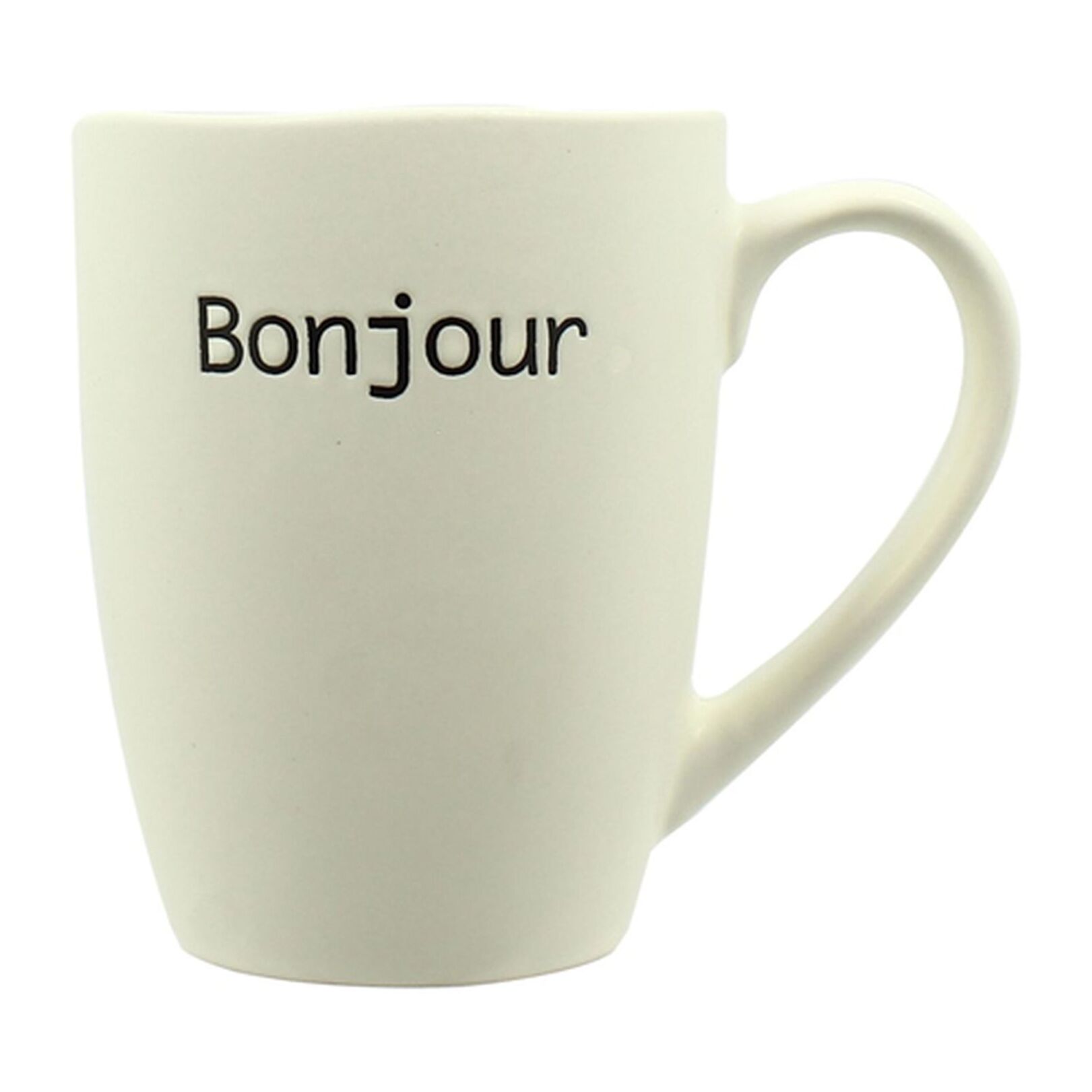 Lot de 6 mugs 38cl en grès blanc à message BONJOUR