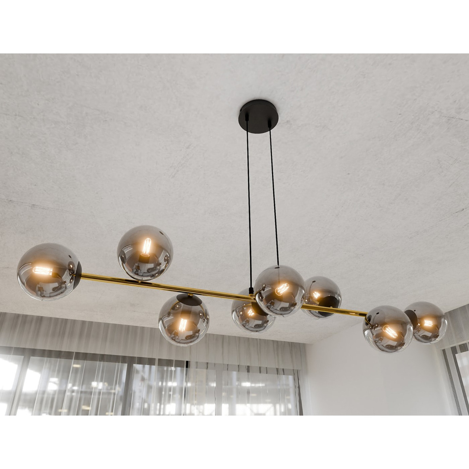 Lampada a sospensione Gravity in acciaio nero e vetro grafite