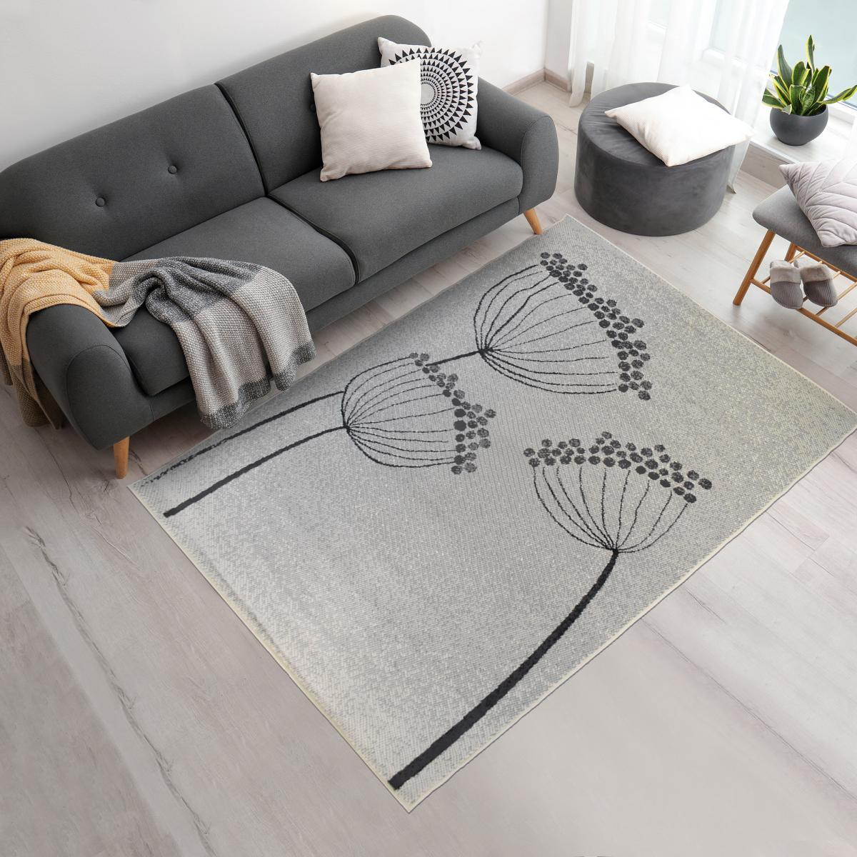 Tapis salon et chambre tissé motif floral LELA